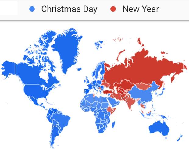 Рождество vs Новый год в Google Trends