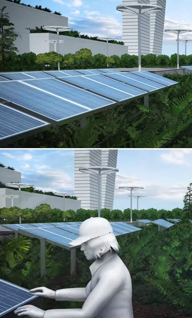 Для обеспечения жизнедеятельности Smart Forest City будут использоваться только возобновляемые источники энергии (проект Stefano Boeri Architetti). | Фото: youtube.com/ TomoNews US.