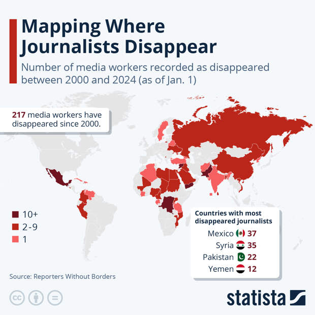 Infographic: Mapping Where Journalists Disappear | Statista