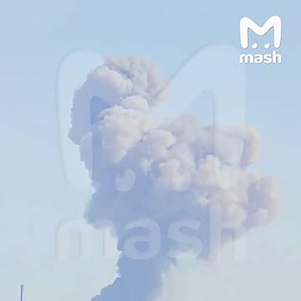 Похожий на огромный гриб столб дыма после взрыва на российском заводе попал на видео
