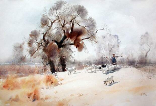 художник Guan Weixing акварели - 06
