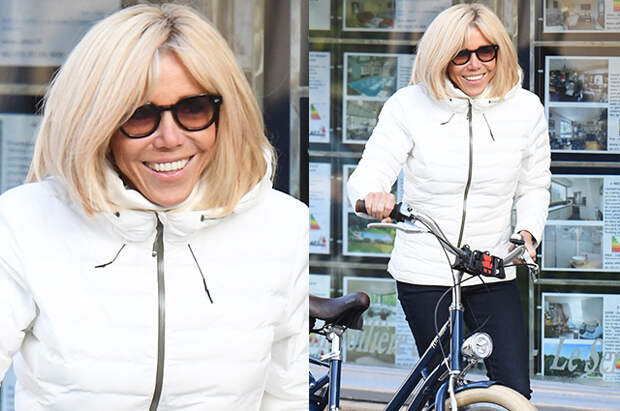 Брижит Макрон на велопрогулке в курортном городе Ле-Туке