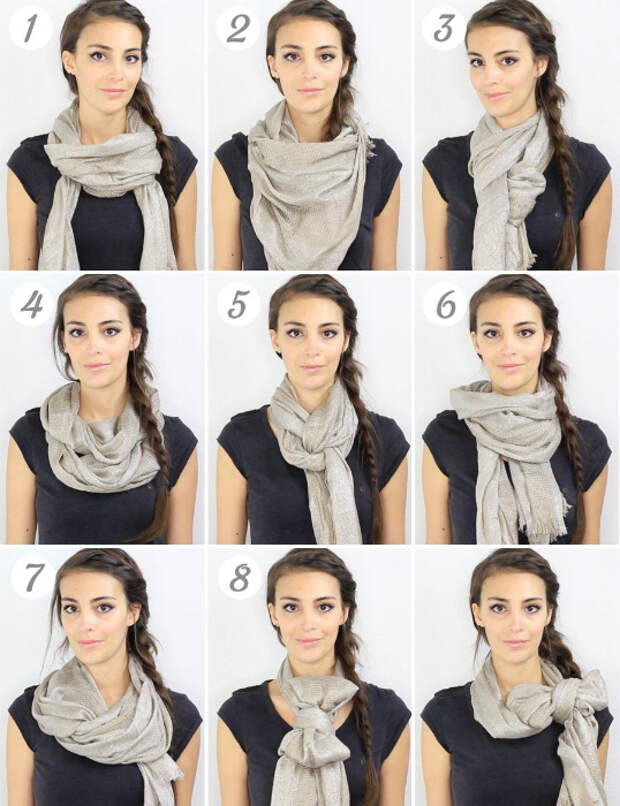 Восемь способов ношения шарфа.