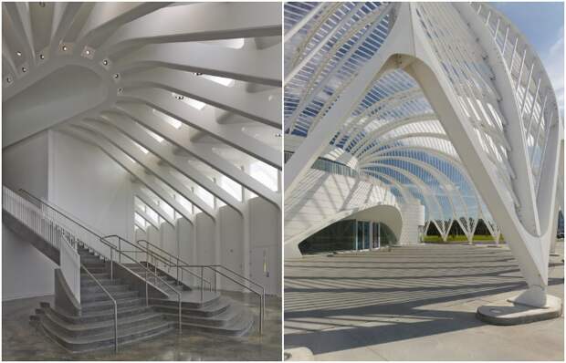 Алюминиевые жалюзи чутко реагируют на интенсивность и положение солнца, создавая комфортный микроклимат в ажурном здании Кампуса наук, инноваций и технологий Florida Poly (Лейкленд, США).