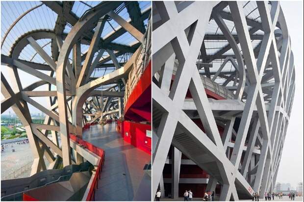 На создание олимпийской арены ушло 40 тыс. тонн высококлассной стали (National Stadium, Пекин). | Фото: beijingbirdsnest.wordpress.com.