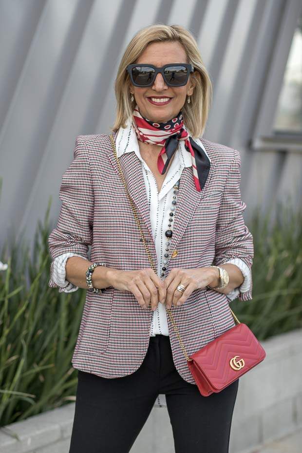Womens Classic Houndstooth blazer styled by nora minassian jacket society