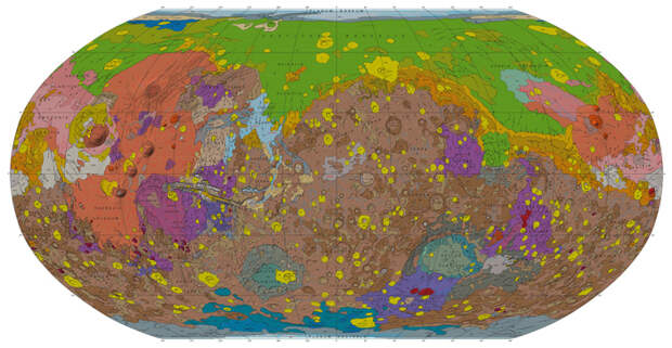 Рис. 2. Геологическая карта Марса