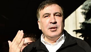 Бывший губернатор Одесской области Украины и лидер политической партии Рух нових сил Михаил Саакашвили отвечает на вопросы журналистов. 26 декабря 2017