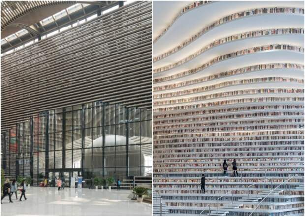 В Китае открылась самая необычная библиотека в мире (Tianjin Binhai Library).