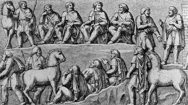 Германский совет. Фрагмент барельефа колонны Марка Аврелия в Риме