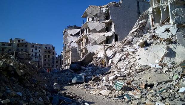 Разрушенные дома в освобожденном районе Аль Сукари в Алеппо