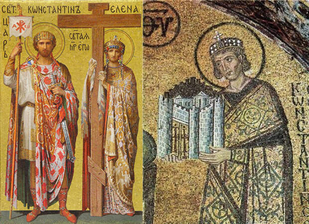 Канонизированные православной церковью Елена и её сын император Римской империи Константин.