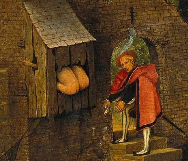 Процесс дефекации на картине средневекового художника (Питер Брейгель, середина XVI столетия). | Фото: bigpicture.ru.