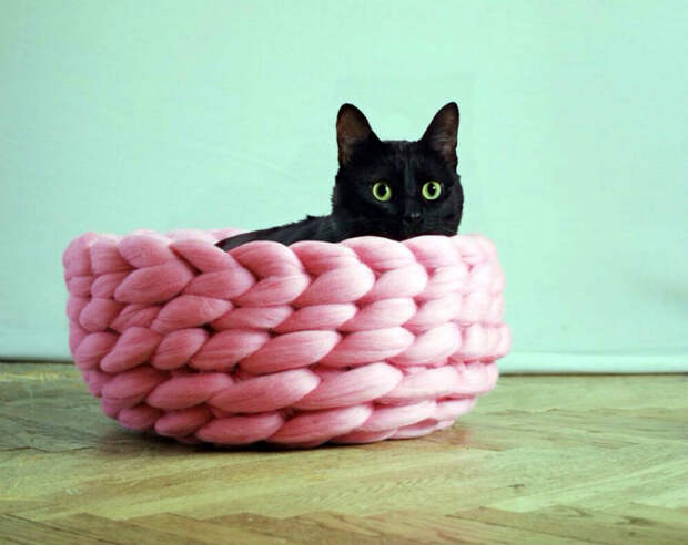 Плетеная лежанка для кота. | Фото: Pinterest.