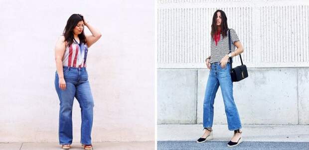 Девушкам с любыми размерами одежды подойдут расклешенные джинсы.
