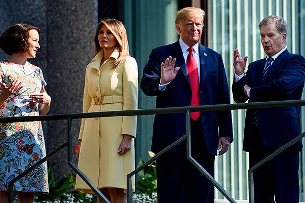 Дональд и Мелания Трамп встретились с президентом Финляндии Саули Ниинистё и его супругой Йенни Хаукио.