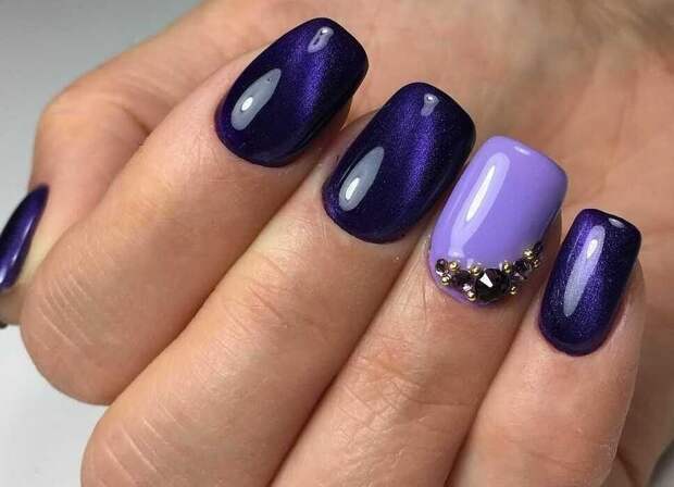 Маникюр с дизайном Кошачий глаз
