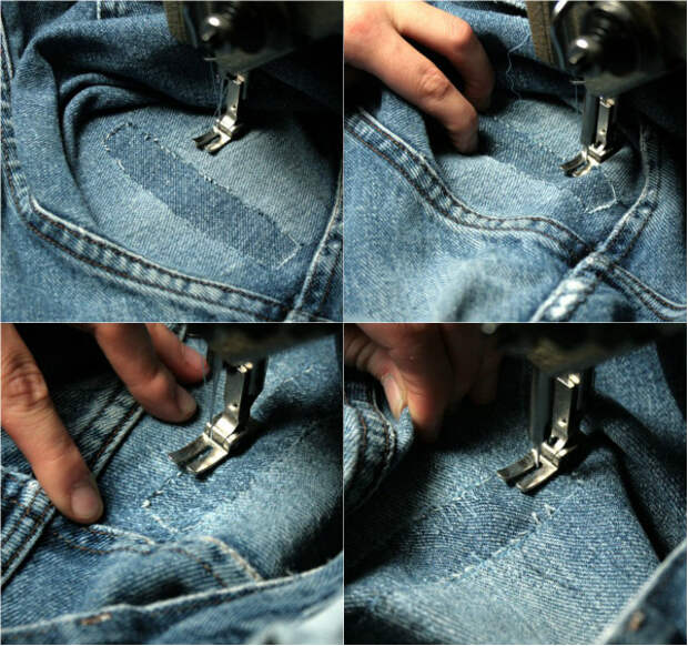 как поставить заплату на джинсы