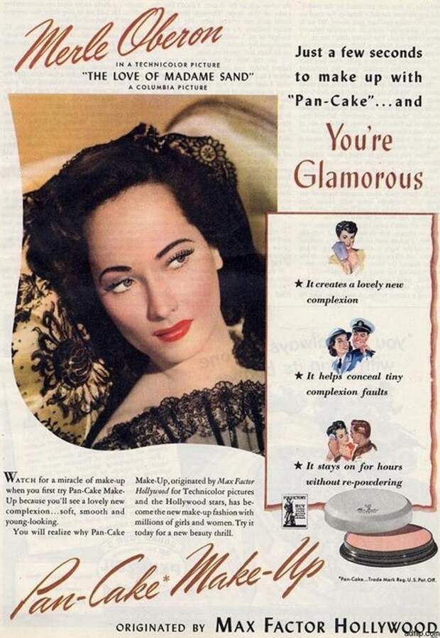 Актриса Мерл Оберон в рекламе косметических средств от Max Factor.| Фото: masterok.livejournal.com.