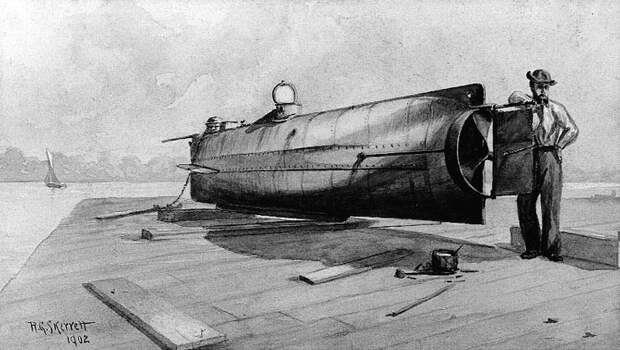 История первой в мире боевой подводной лодки