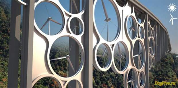 Ветровые турбины, интегрированные в мосты наука, технологии