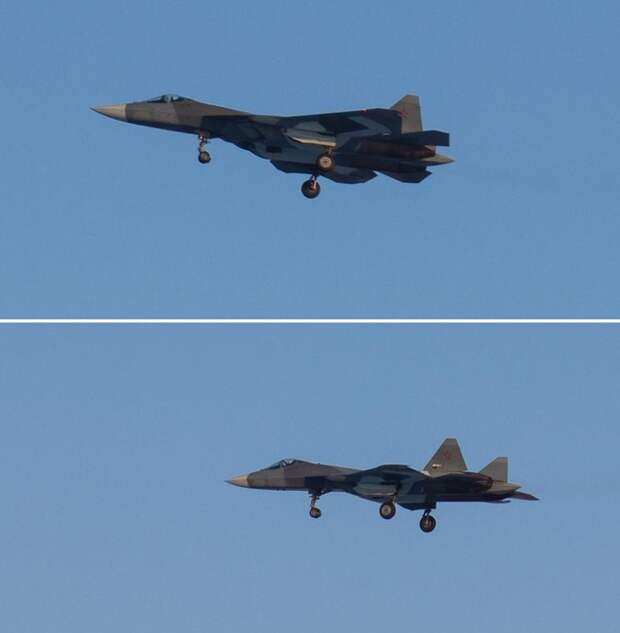 Самолет Т-50-4 (бортовой номер "054"). Снимок сделан, предположительно, после взлета в Комсомольске-на-Амуре для перелета в Жуковский. 15.01.2013 (с) paralay.iboards.ru