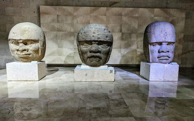 Гигантские каменные головы ольмеков (1000-400 до н. Э.) в Музее антропологии Халапа. Фото: Flickr / Second-Half Travels / CC BY-NC 2.0