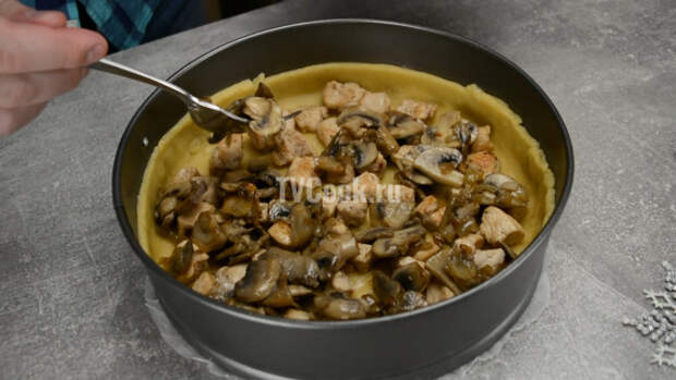 Пирог "Киш лорен" с курицей и грибами на Новогодний стол