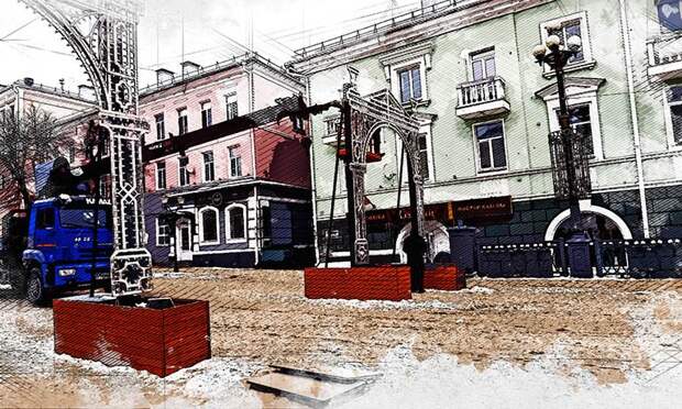 В Орле начали разбирать уличные новогодние украшения