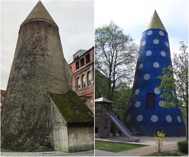 До сих пор на территории Германии можно увидеть странные сооружения, которые раньше были бомбоубежищами («Winkelturme»). | Фото: twipu.com/ twitter.com.