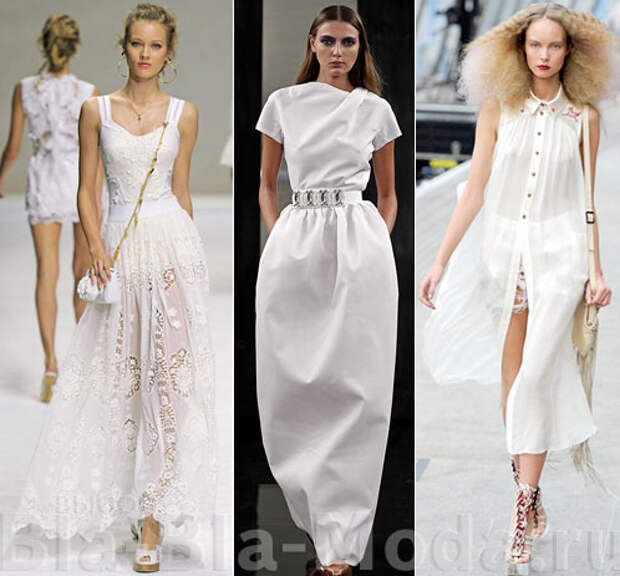 Длинные белые платья: Dolce & Gabbana, Victoria Beckham, Unique