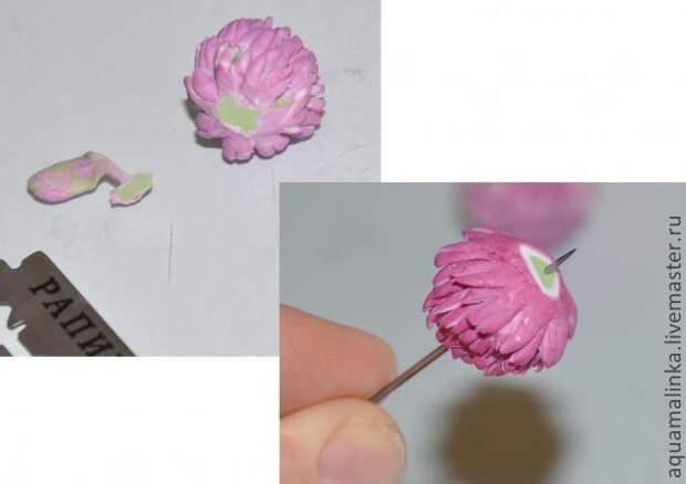 Цветок клевера из запекаемой полимерной глины.