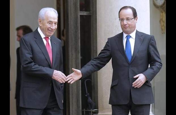 Then there was the time Hollande and Israeli President Shimon Peres tickled fingers. Yup.