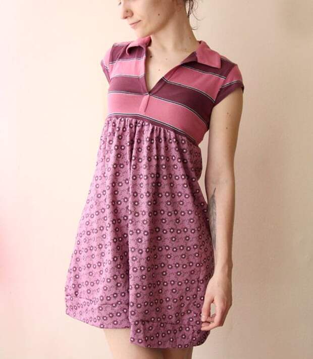 striped floral dress in purple shades refashioned by jiorji: 