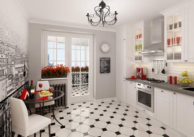 Белая кухня в стиле бистро фото