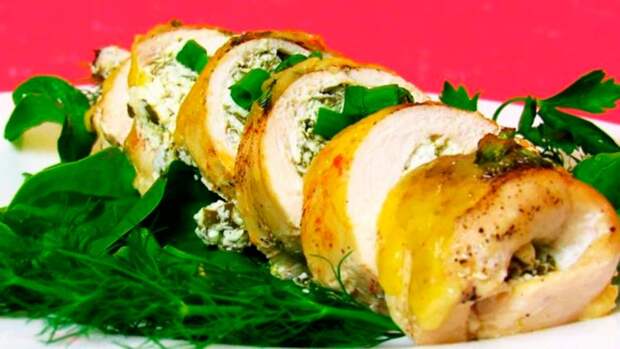 Рулет с КУРИЦЕЙ и СЫРОМ — вкусный и красивый