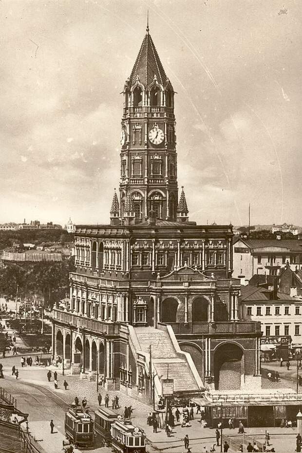 Сухарева башня. На фото: Сухарева башня на открытке 1927 года. архитектура, история, москва