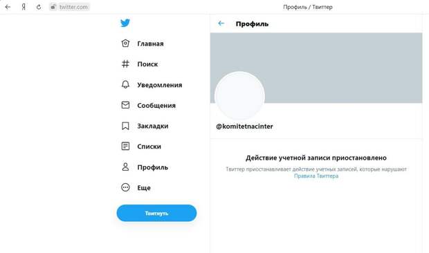 аккаунт комитета защиты национальных интересов в твиттере