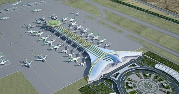 Аэропорт Ашхабада. Просто красиво. аэропорт, самолет, архитектура, сооружения, туркменистан