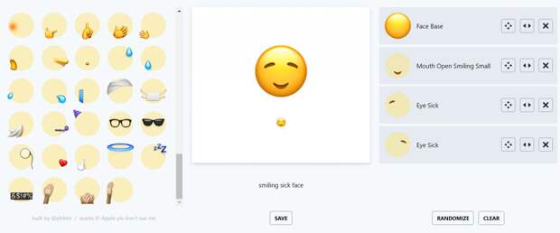 Сайт Emoji Builder работает по принципу генератора, нужно выбирать основу -...