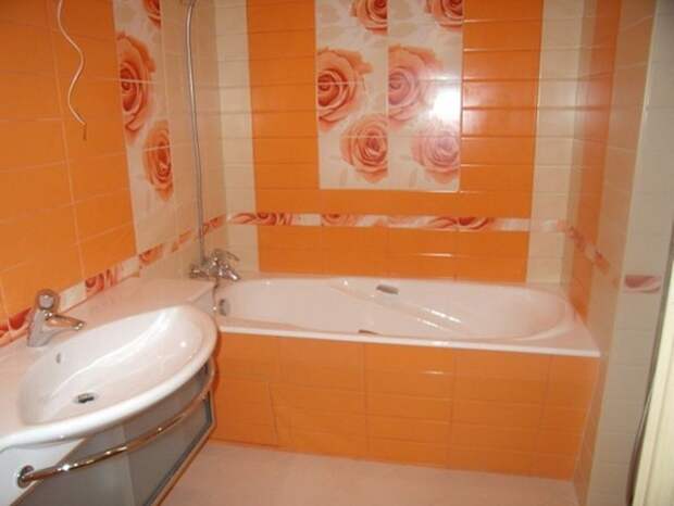 интерьер ванной комнаты оранжевого цвета