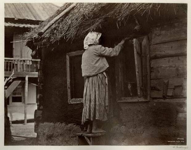 Казачка чинит окно. Цимлянская станица, 1875-1876 гг. | Фото: Иван Болдырев