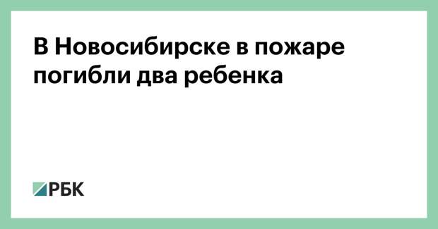 В Новосибирске в пожаре погибли два ребенка