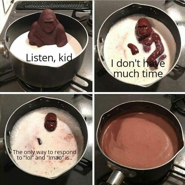 Шоколадная обезьяна в молоке мем