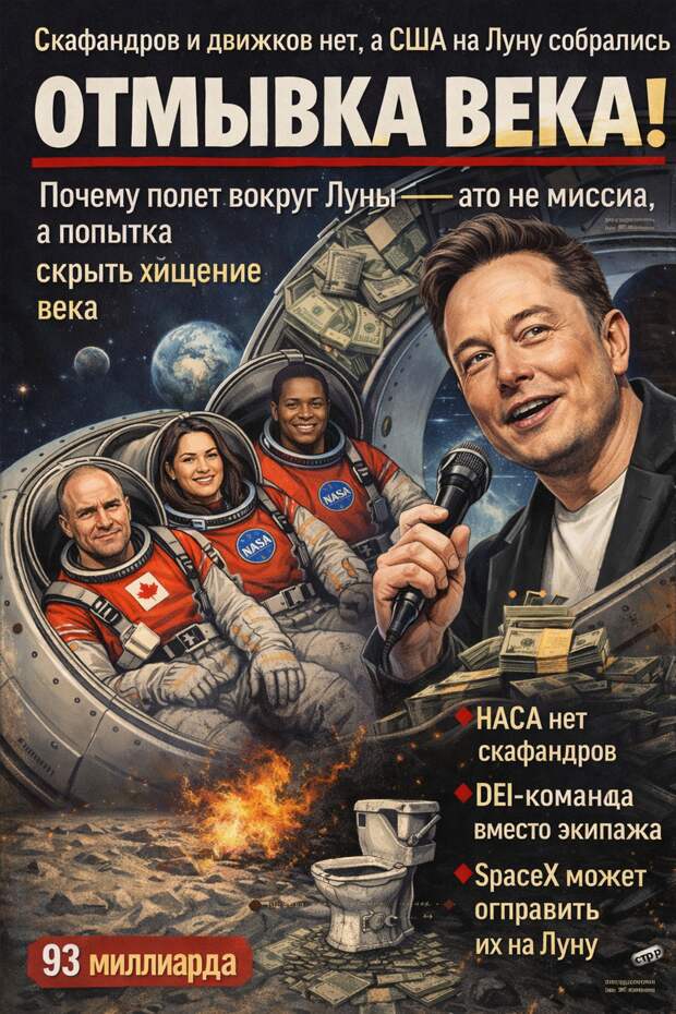 Скафандров и движков нет, а США на Луну собрались. Почему полет вокруг Луны — это не миссия, а попытка скрыть хищение века.