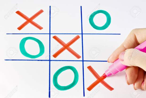 Marker In The Women's Arm And Play Tic-tac-toe Stock Photo ...