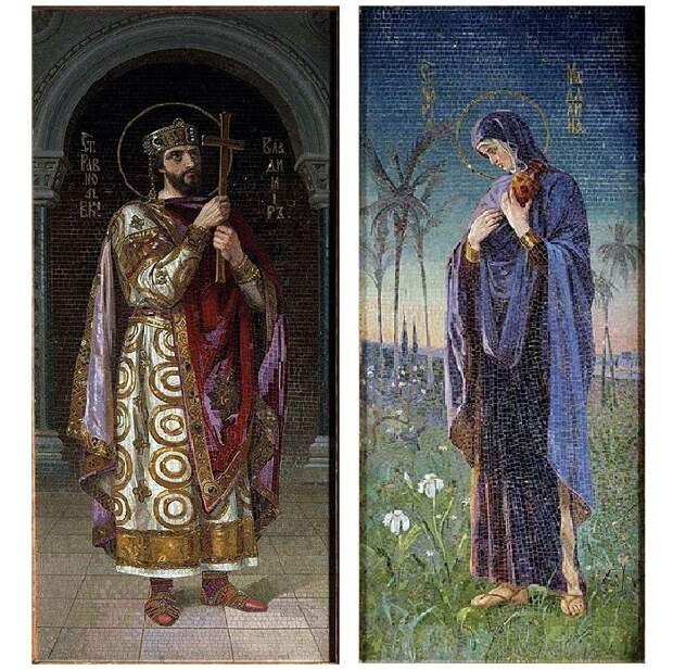 Мозаичные панно,<br>созданные по эскизам Н. Бодаревского в храме Спаса на Крови. 