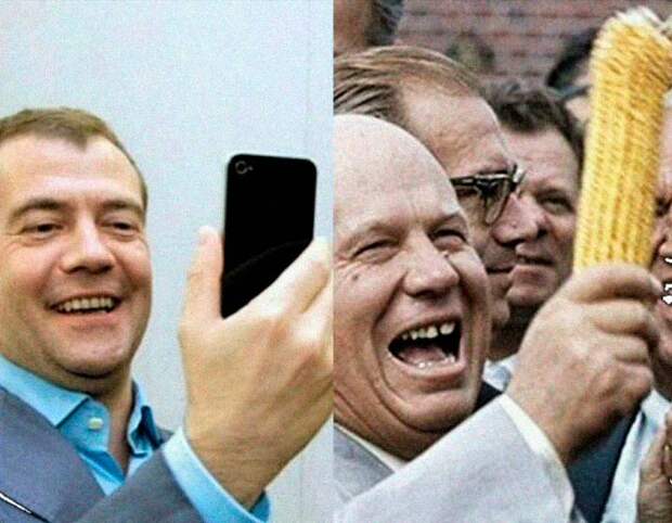 Экс-президент России Медведев и Хрущев