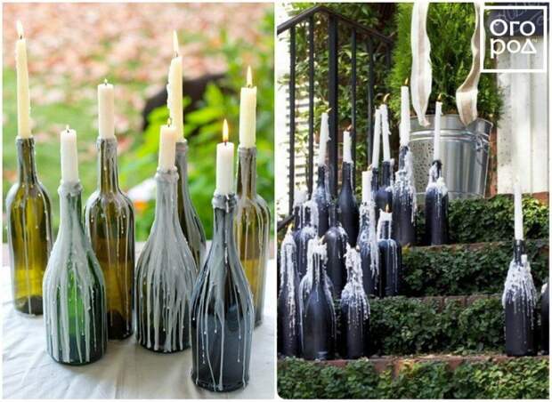 Подсвечники из винных бутылок