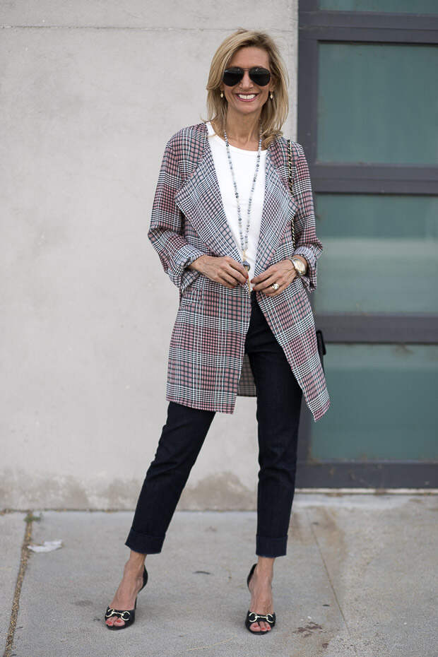 black and pink plaid duster with belt